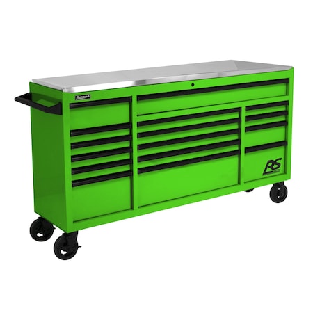 Homak RS Pro 72IN 16drawer bottom with SS Top-Lime Gree LG04072164